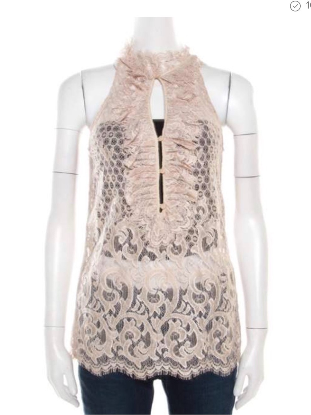 Diane Von Furstenberg Olvida Blouse in Blush Pink with black silk camisole liner